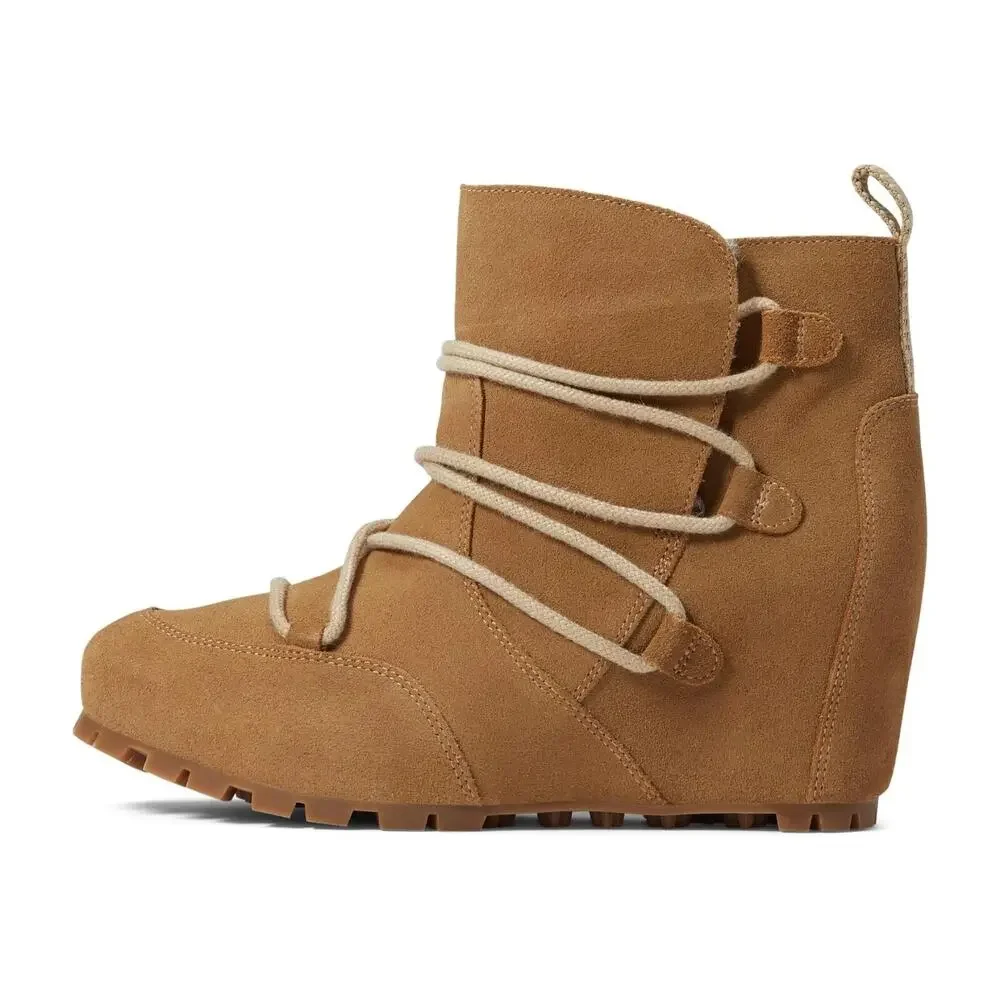 MERRILL New $170 Moab Camel Wedge Polar Laced Boots Faux Fur Lining Size 6
